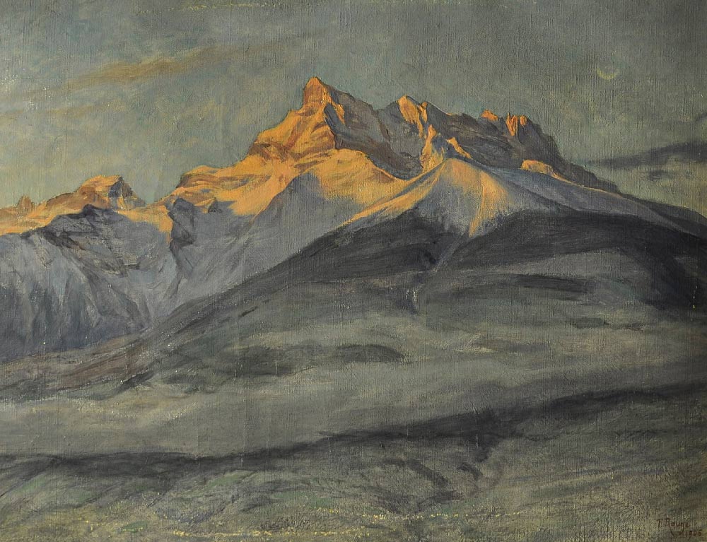 Les Dents du Midi en hiver, 1906. Huile sur toile 30 x 39,5cm. Fondation Frédéric Rouge