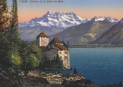 Chillon et la Dent du Midi, © Edition Photoglob, Zürich, carte datée de 1914, www.photoglob.com