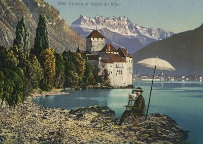 Chillon et Dents du Midi, © Phototypie Co., Neuchâtel, carte datée de 1909