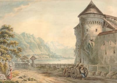 Vue du château de Chillon à 2 lieues de Vevey