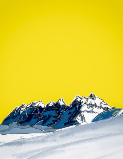 Les Dents-du-Midi, ciel jaune. Peintures, impressions par Danny Touw
