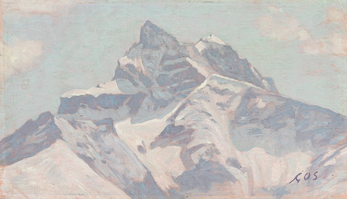 Albert Gos (1852 - 1942), huile sur toile 16 x 28cm. Galerie de la Tine, Troistorrents