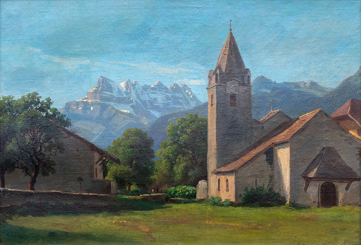 Jean-Philippe George (1818 - 1888), huile sur toile 32 x 47cm. Galerie de la Tine, Troistorrents