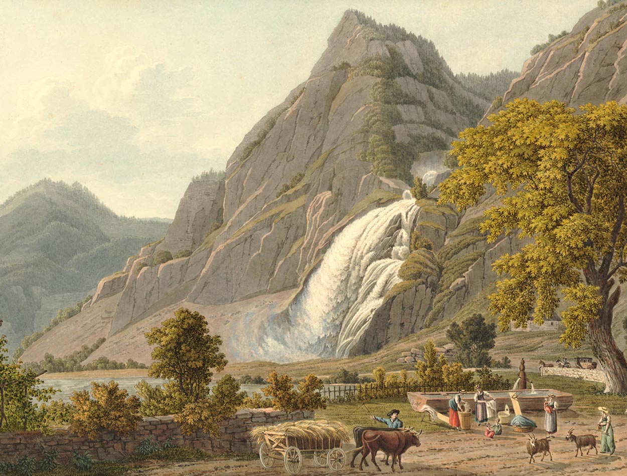 La Cascade de Pissevache, vers 1810-1820. Papier 436 x 475mm. Samuel Frey (1785-1836). © The Trustees of the British Museum
