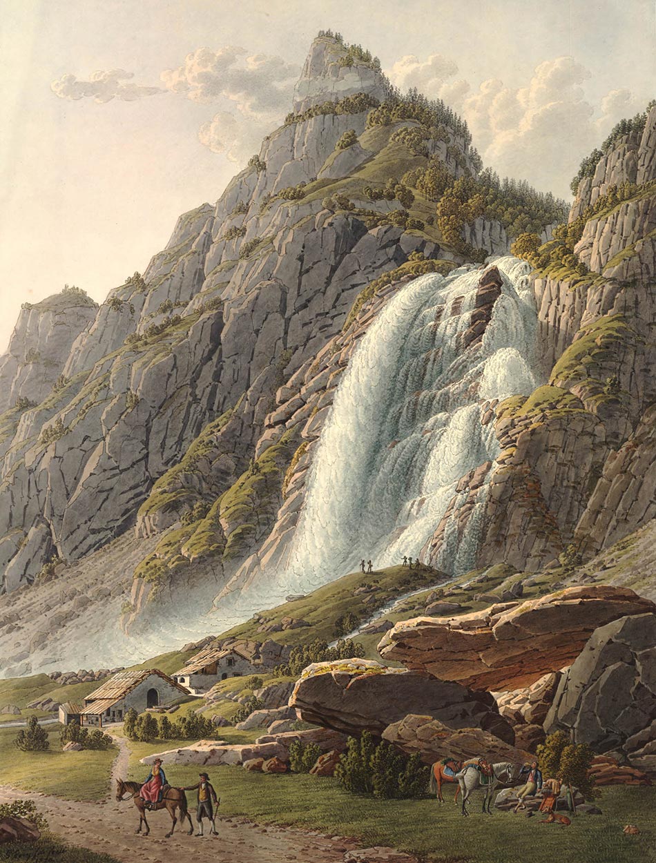 Vue de la Cascade de Pissevache, 1820. Papier 636 x 473mm. Gabriel Lory fils (1784-1846). © The Trustees of the British Museum