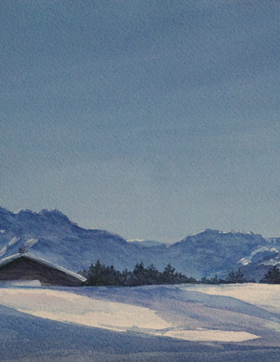 Solitude hivernale. Aquarelle sur papier Arches. 23 x 31 cm. Victoria Coiana